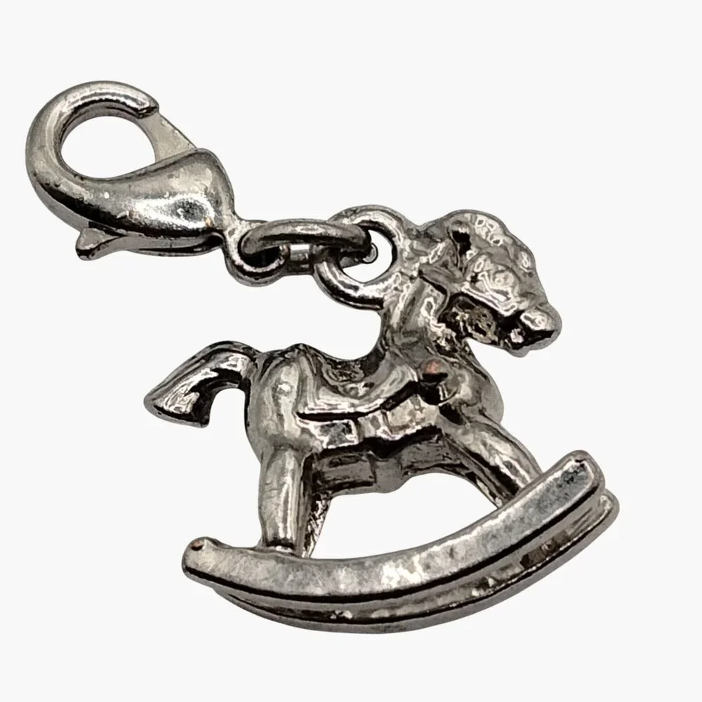 Silver Rocking Horse Charm Pendant - Picture 2 of 6